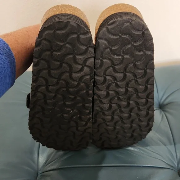 Birkenstock PAPILLlO Platform Black Double Strap Sandals Size 38 7/8 - Picture 4 of 5